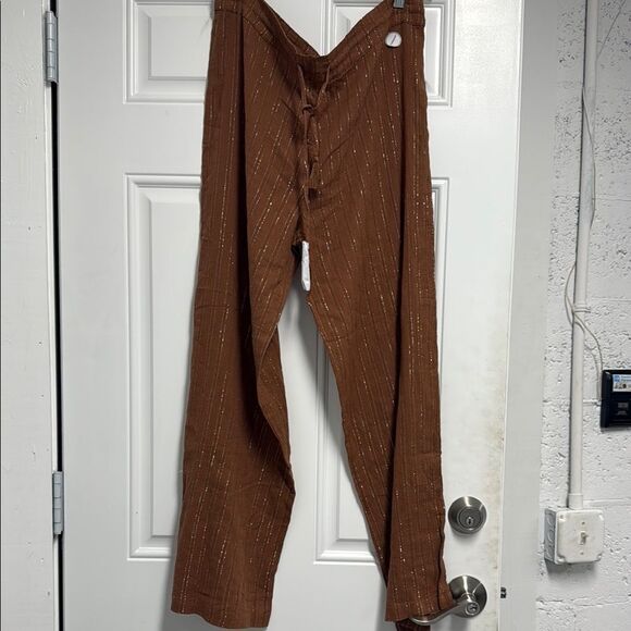 Brown Striped Calzedona Beachwear Lounge Pant Drawstring Size Small/Medium - NWT - Picture 1 of 4